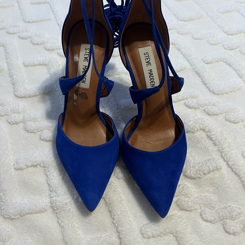 Steve Madden Blue Suede Pointed-Toe Heels